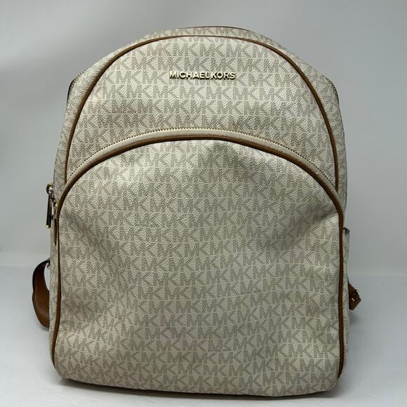 Michael Kors Backpack Rucksack Beige Brown 35F8GAYB7B School Travel Luxury - Picture 1 of 16